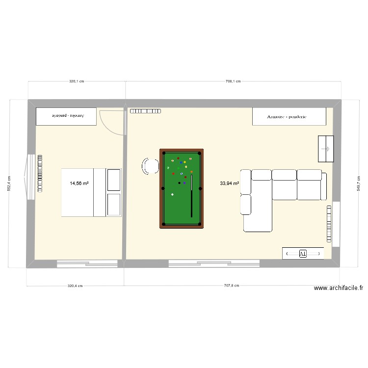 Extension COUDUN. Plan de 2 pièces et 49 m2