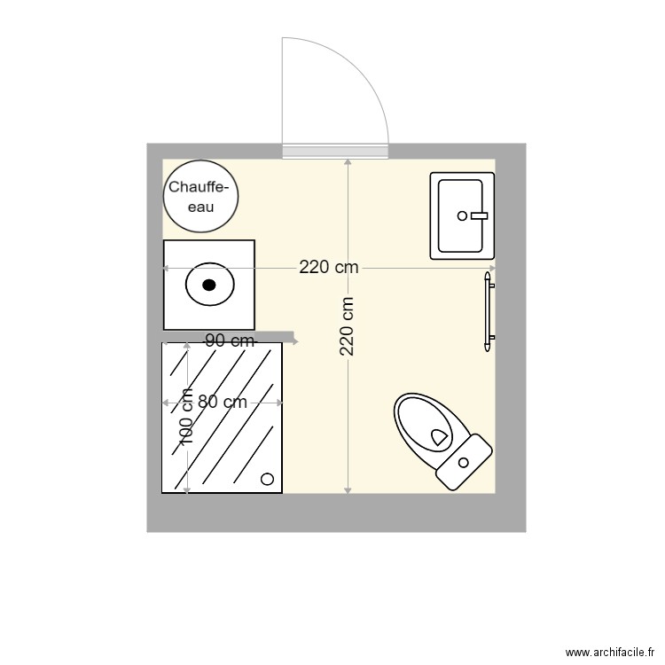 SdB 34 St Honoré Salle de douche. Plan de 1 pièce et 5 m2