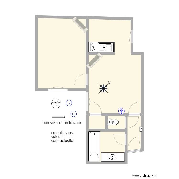 58 Dulong C 302. Plan de 6 pièces et 38 m2