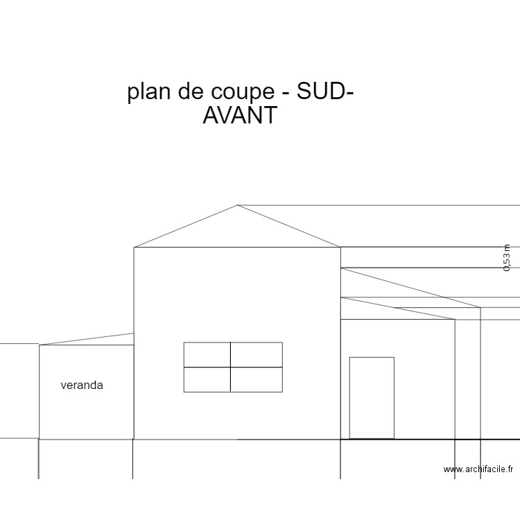 plan de coupe -sud-AVANT avec cotes. Plan de 0 pièce et 0 m2