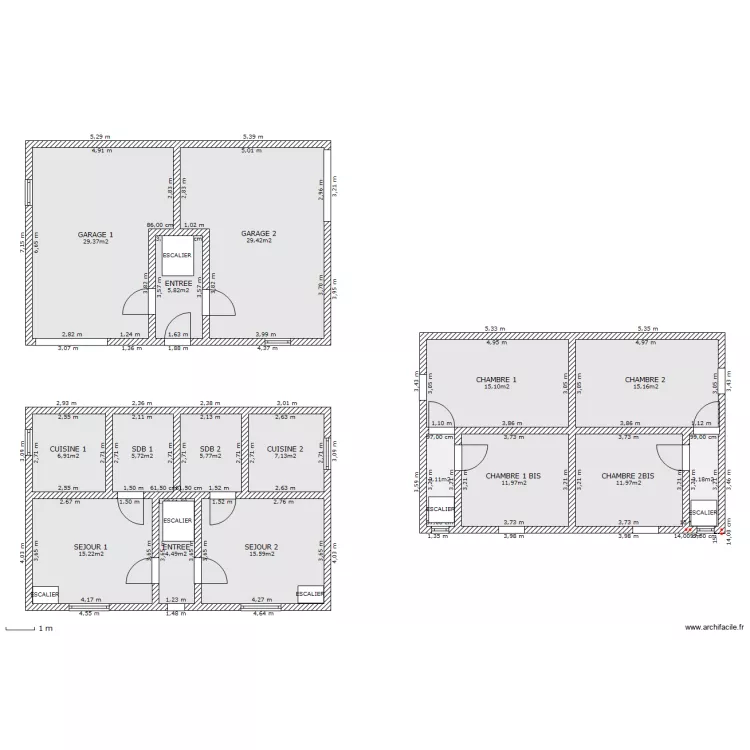 2 apparts villevaude. Plan de 2 apparts villevaude. Plan de
