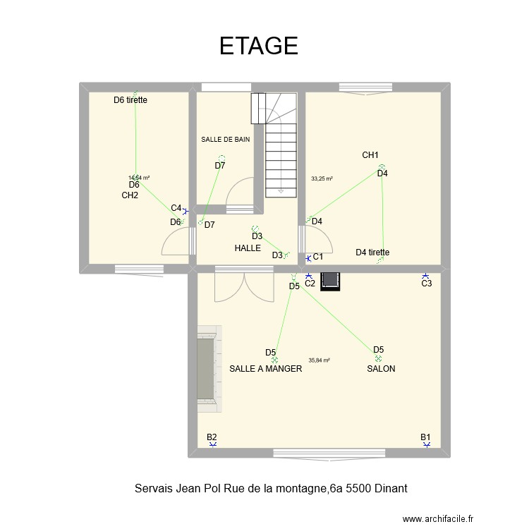 ETAGE JP. Plan de 3 pièces et 84 m2