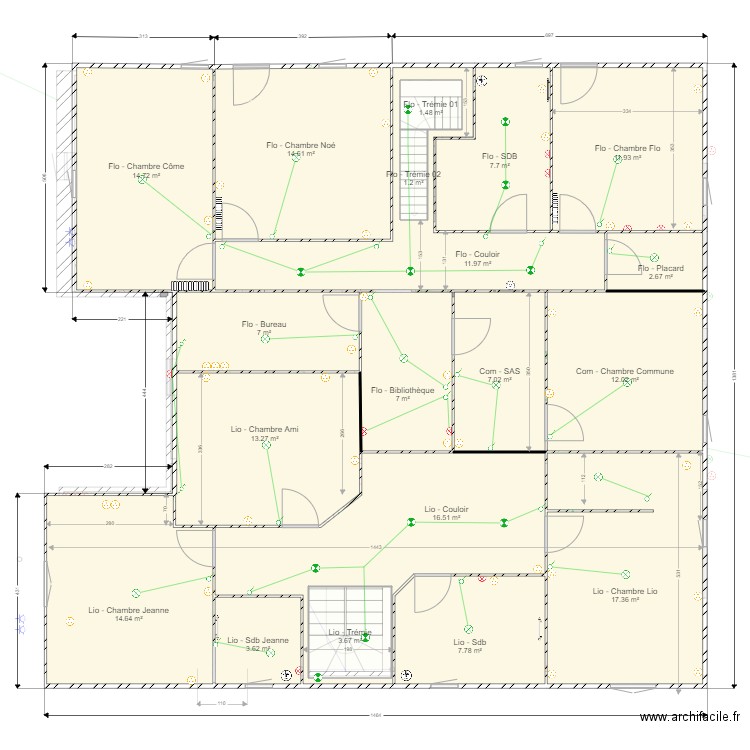 Projet Vinzier. Plan de 29 pièces et 352 m2