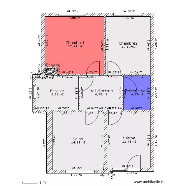 Maison 1etage. Plan de 