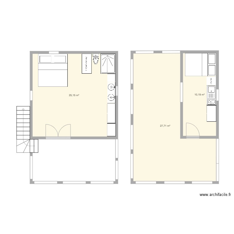 Maison 25m2-1 étage. Plan de 0 pièce et 0 m2
