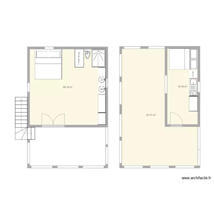 Maison 25m2-1 &eacute;tage. Plan de 