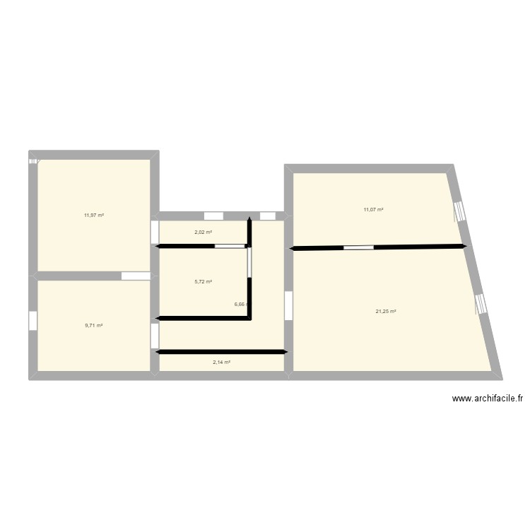 plan pour mesure. Plan de 8 pièces et 71 m2