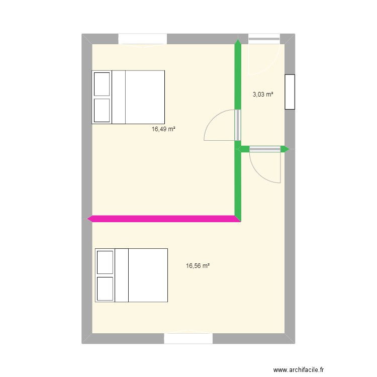 plan 1. Plan de 3 pièces et 36 m2