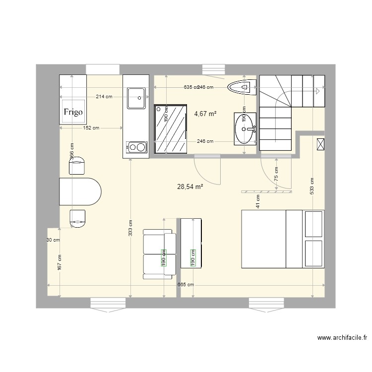 projet LUCAS1. Plan de 2 pièces et 39 m2