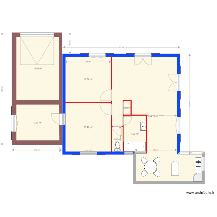 prévision de travaux 1 maison Yvon et Françoise . Plan de 0 pièce et 0 m2