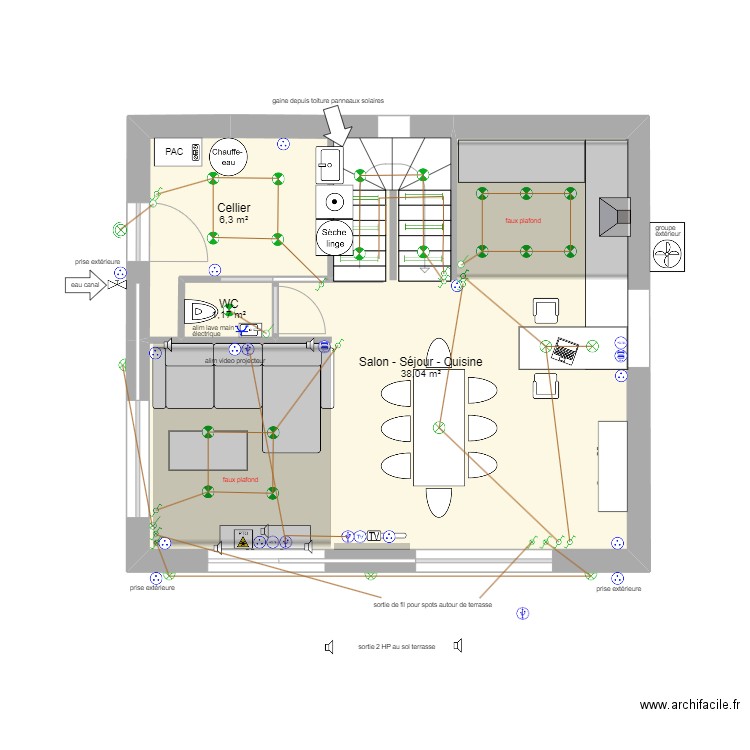 Plan électricité rez de jardin. Plan de 0 pièce et 0 m2