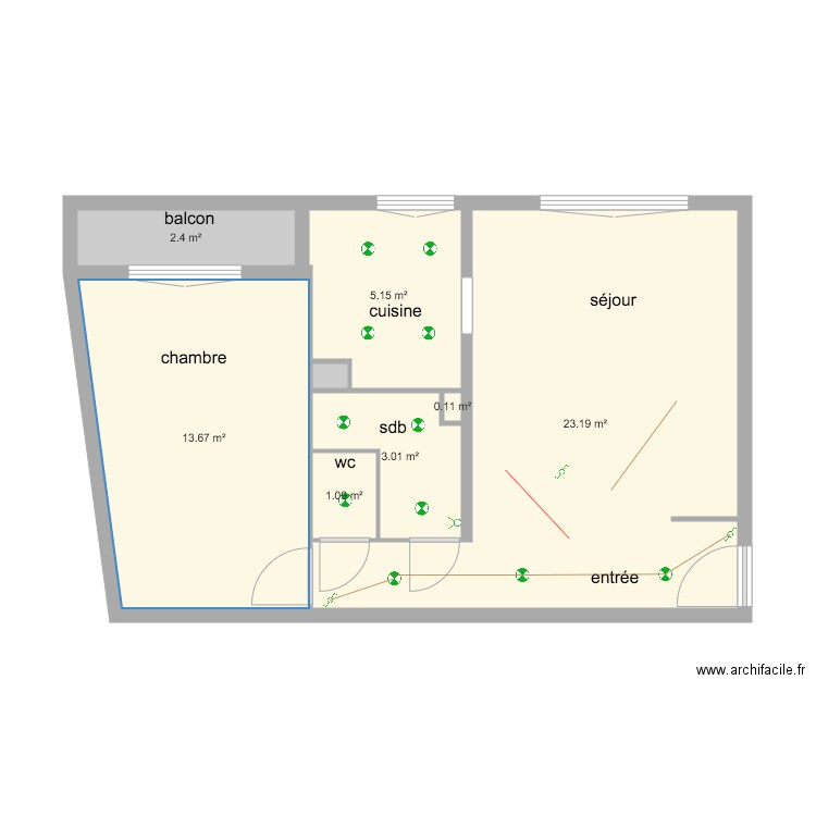 Plan projet électricité 1 mélinière. Plan de 0 pièce et 0 m2