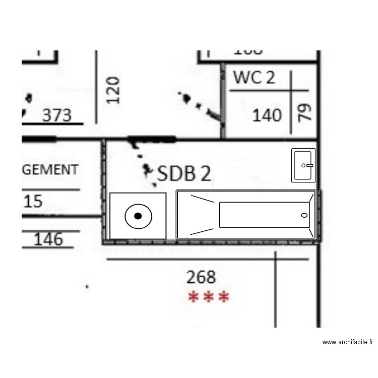 INSTALLATION LAVE LINGE DANS SDB 2. Plan de 0 pièce et 0 m2