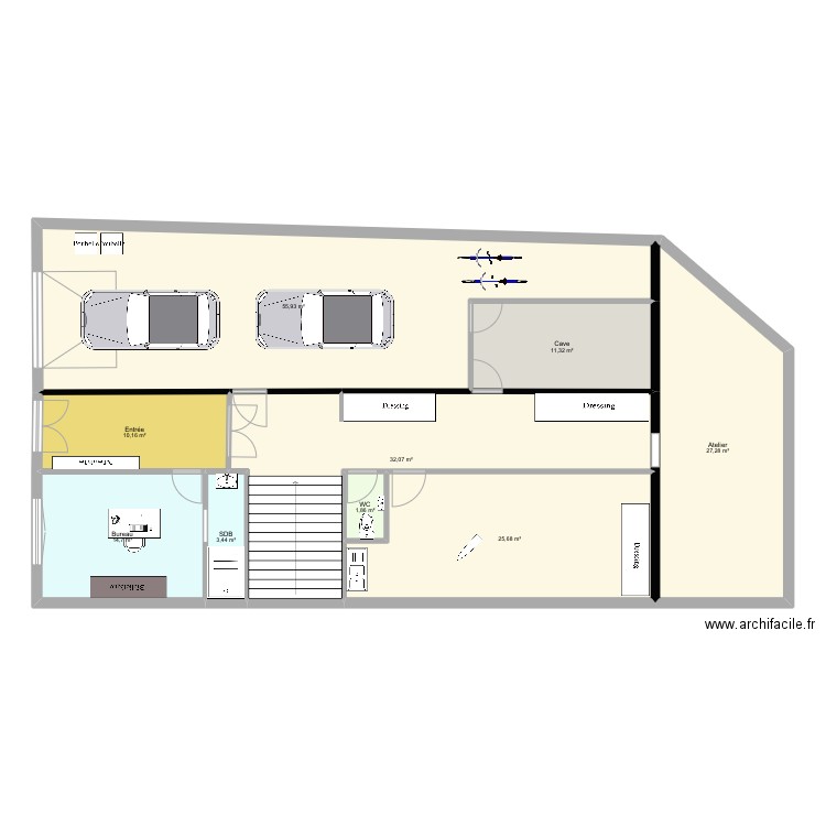 Essey P1. Plan de 9 pièces et 182 m2