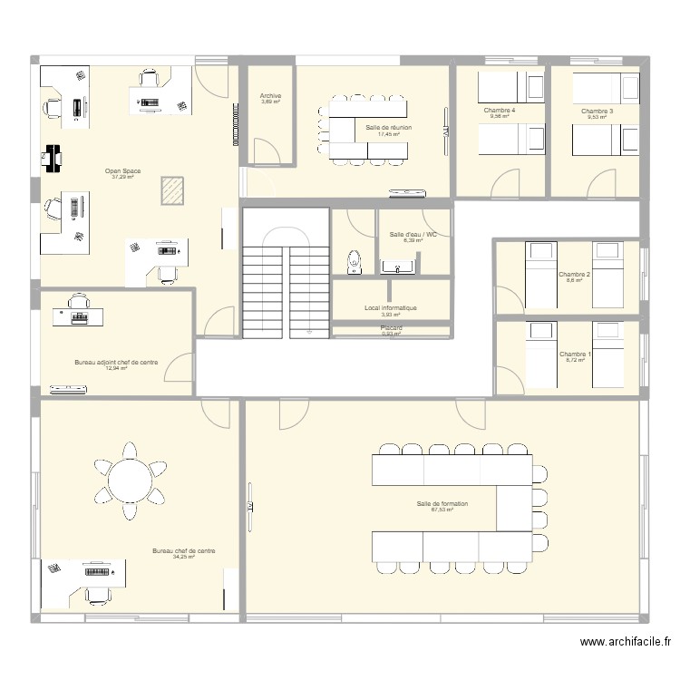 open space. Plan de 0 pièce et 0 m2