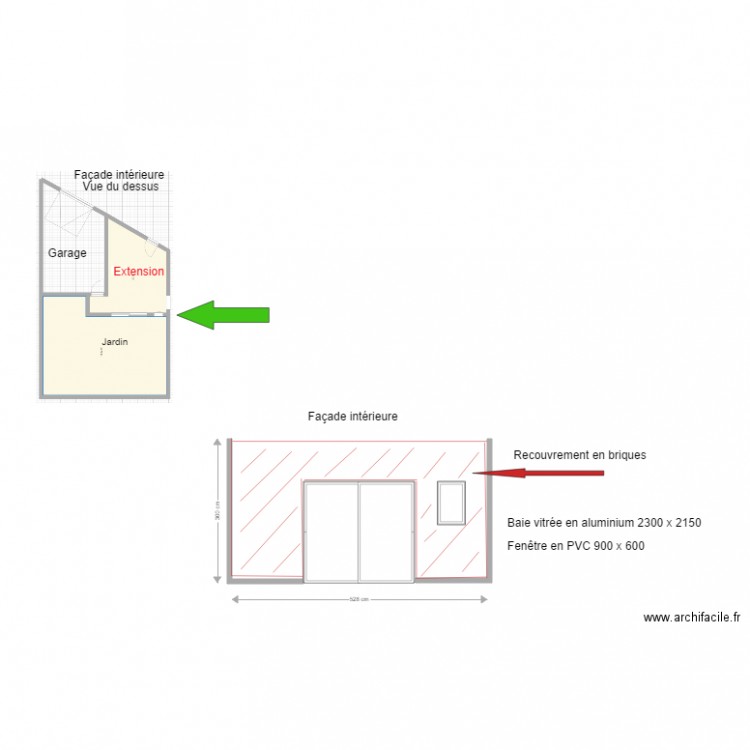 Facade intérieure. Plan de 0 pièce et 0 m2
