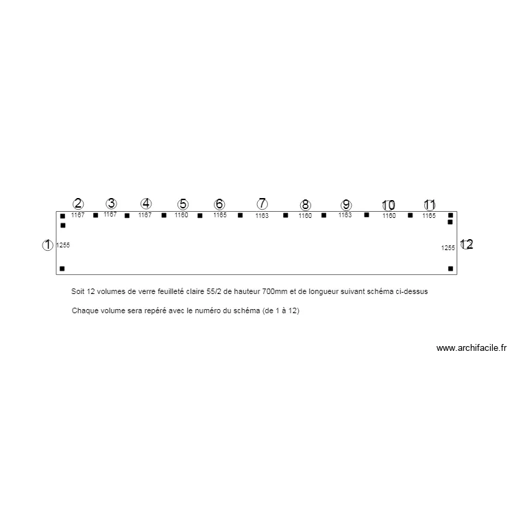 Croquis3 pour les verres du balcon. Plan de 
