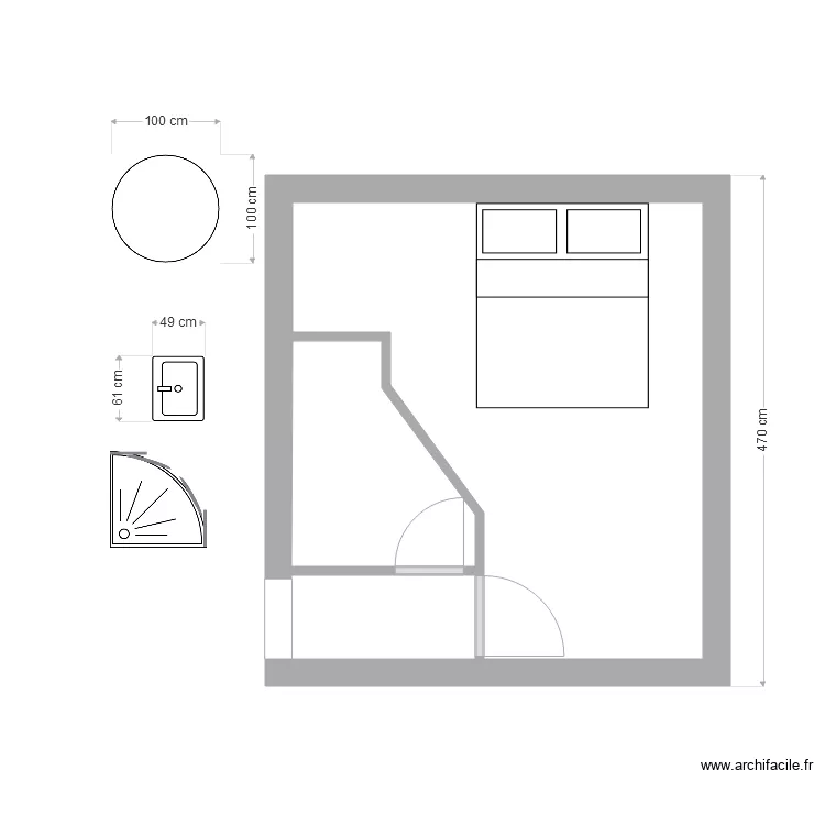 sdb etage V1. Plan de 