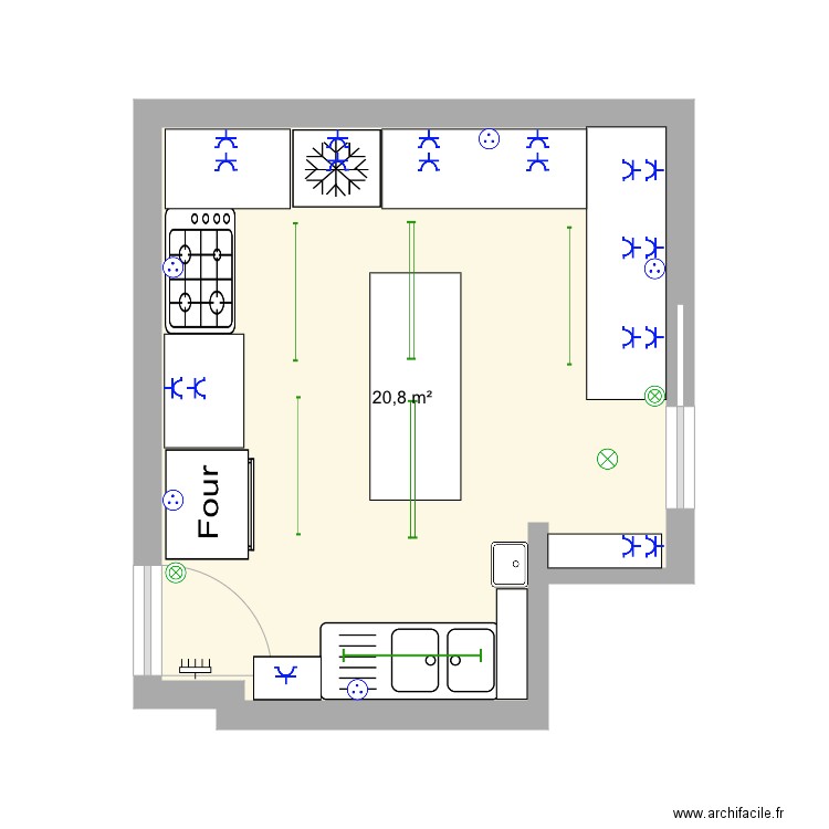 plan cuisine pro sans angle meuble installation électrique. Plan de 0 pièce et 0 m2