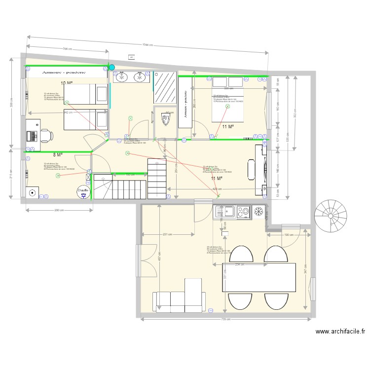 Maison 1er etage V05. Plan de 7 pièces et 90 m2