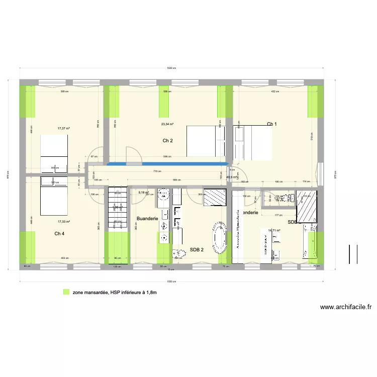 Verdon v13 lucarne rampantes. Plan de 