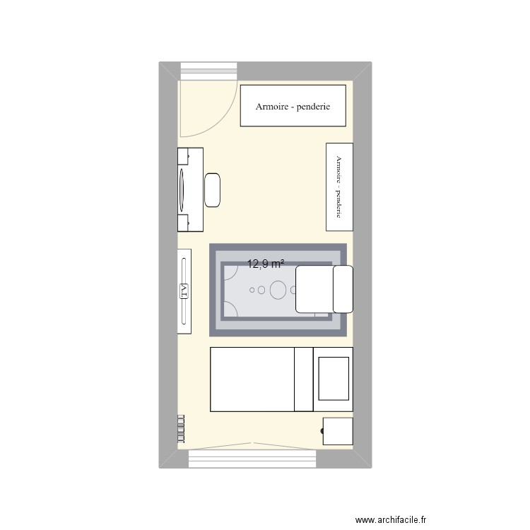 Chambre Cla. Plan de 1 pièce et 13 m2