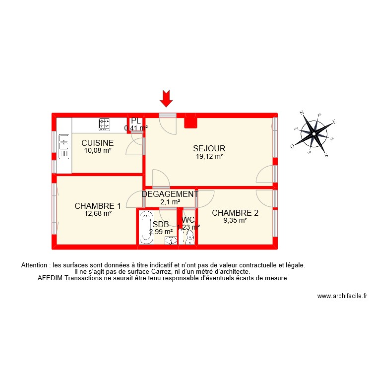 BI 10592. Plan de 9 pièces et 58 m2