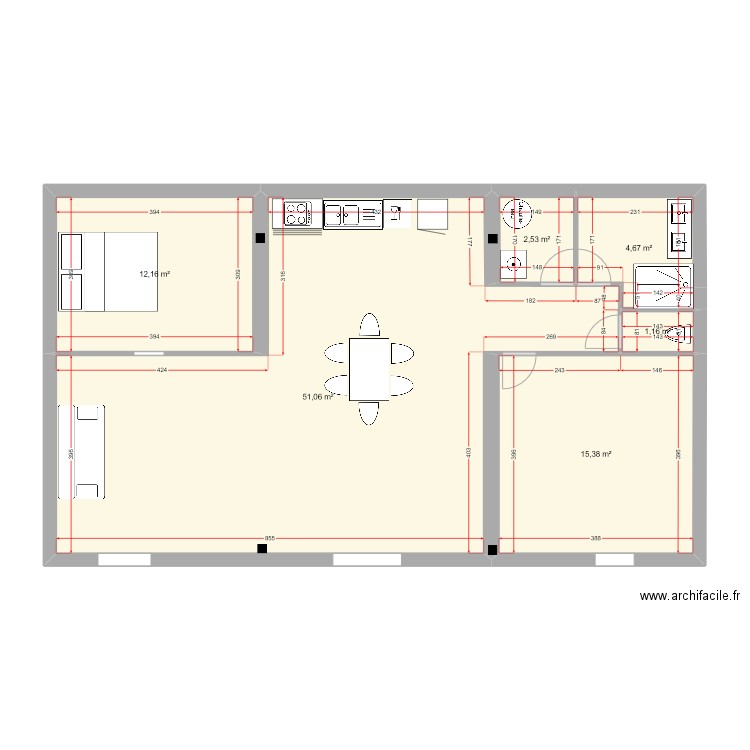 Plan sous-sol. Plan de 6 pièces et 87 m2