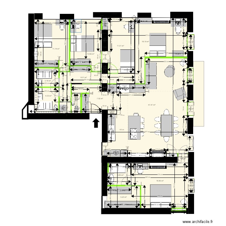 29 crs FR v18. Plan de 26 pièces et 153 m2