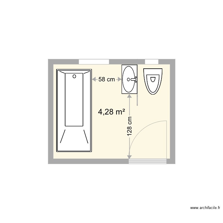 Projet Roman . Plan de 1 pièce et 4 m2