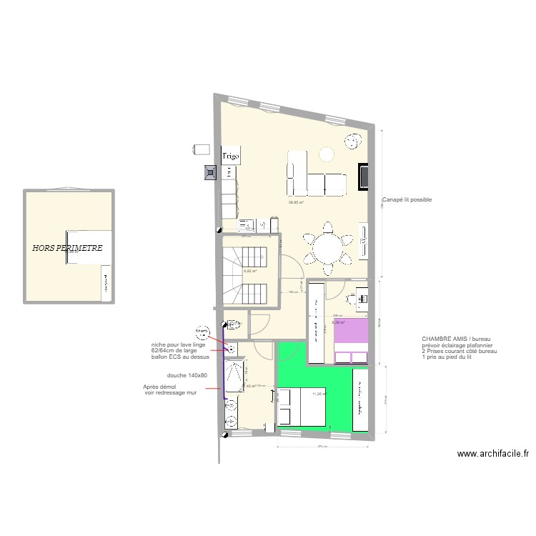 Arthur aubagne T3 v4. Plan de 7 pièces et 91 m2