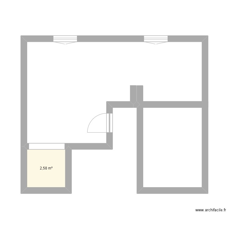 Annecy. Plan de 1 pièce et 3 m2