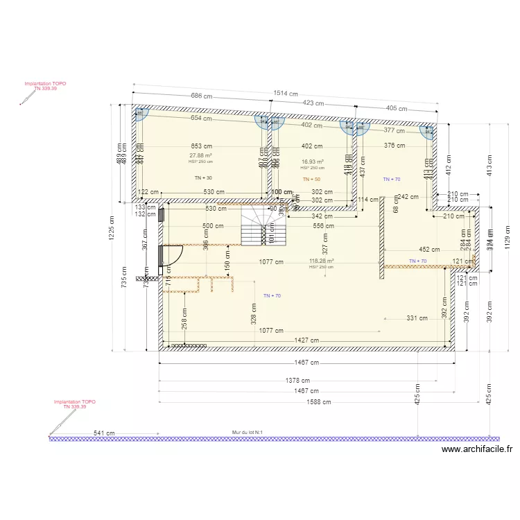 Cloisons Rez de chaus&eacute;e. Plan de 