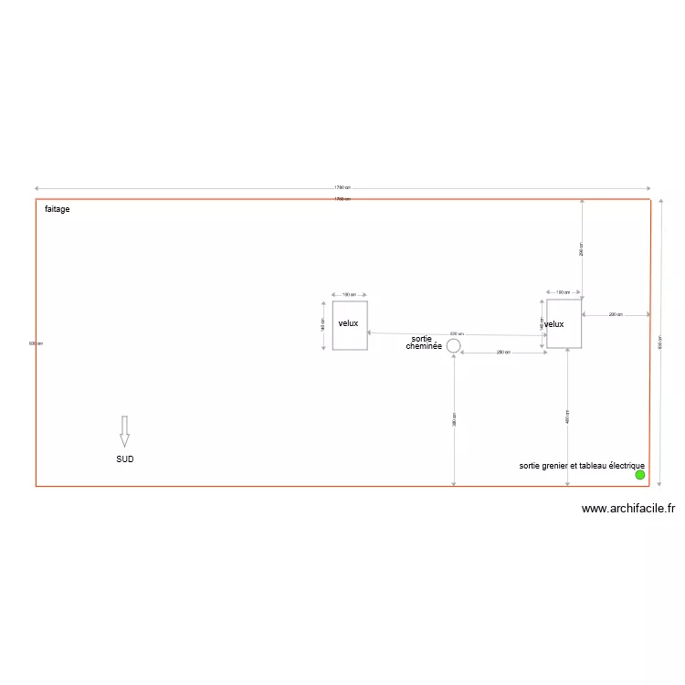 Plan de pan de toiture orientation sud. Plan de 