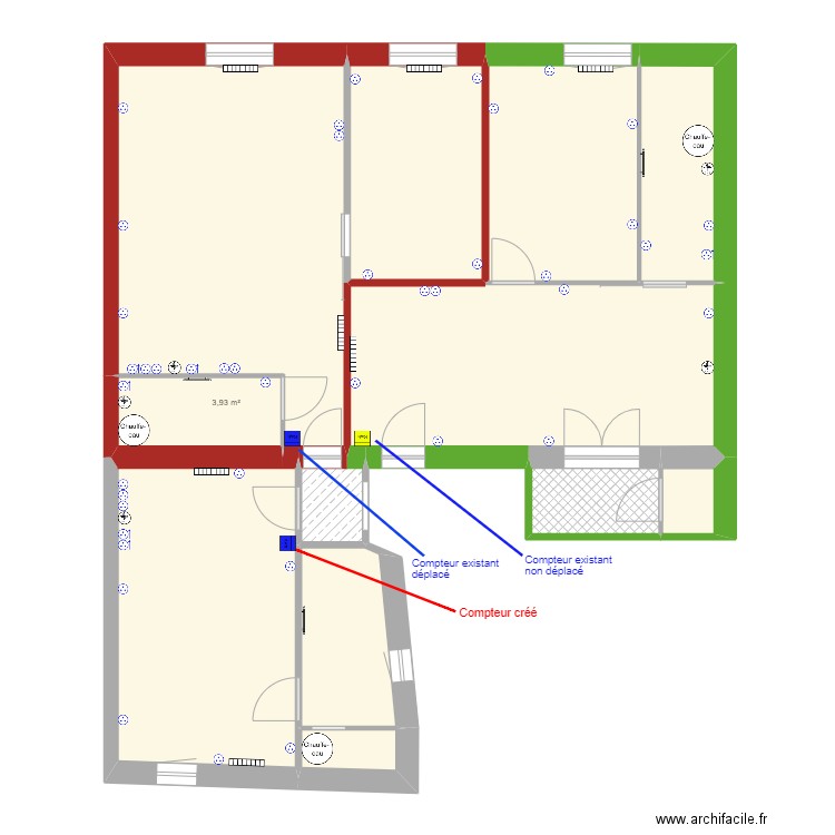 43 République R+2 plan compteurs futur. Plan de 12 pièces et 107 m2