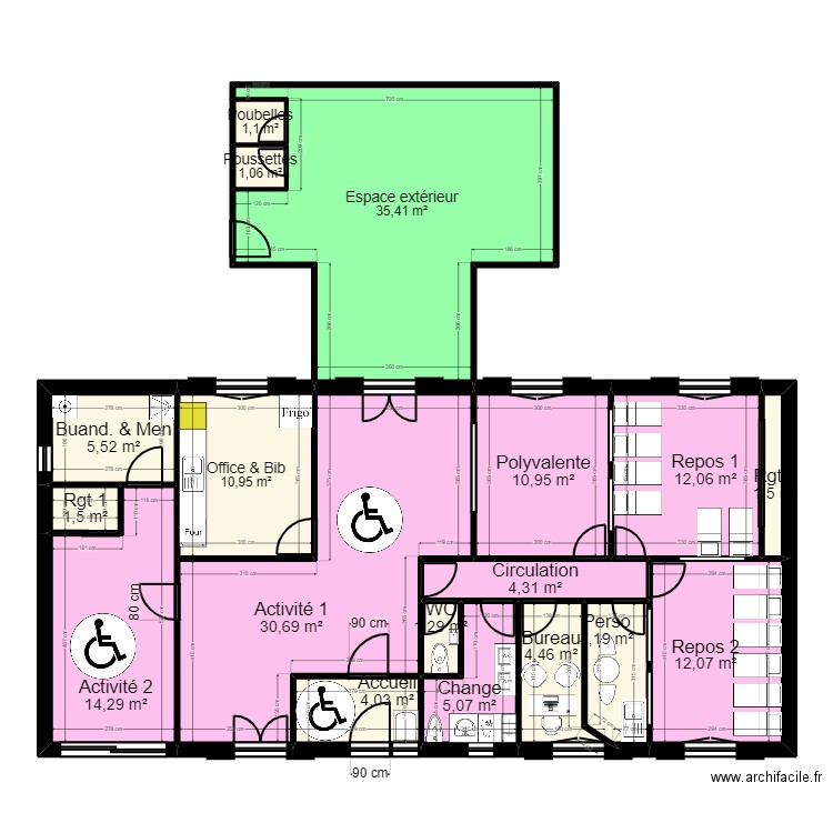 Bourg-en-Bresse 01BB306H PROJET ArL 051023. Plan de 18 pièces et 160 m2