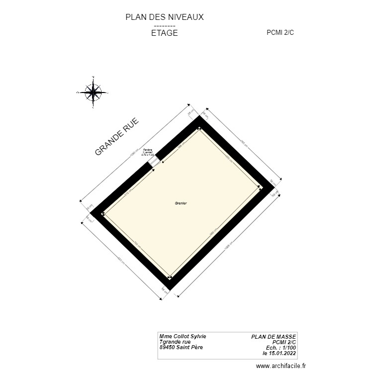 7pcmi 2C etage. Plan de 1 pièce et 66 m2