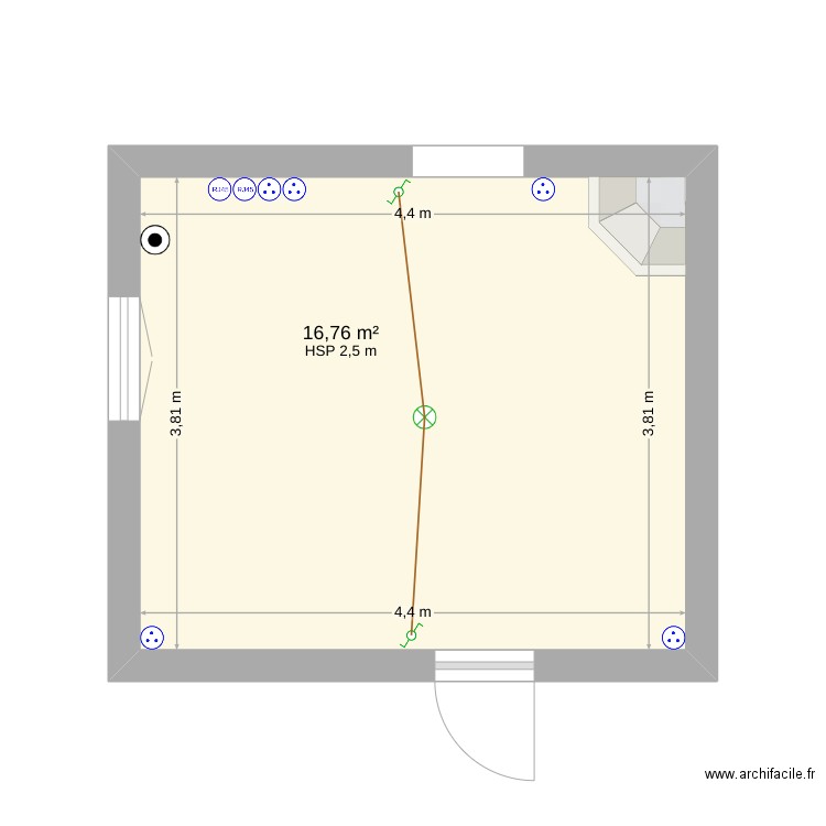 séjour gleyses. Plan de 1 pièce et 17 m2