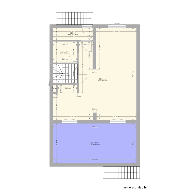 Tremblay terrasse. Plan de 5 pièces et 71 m2