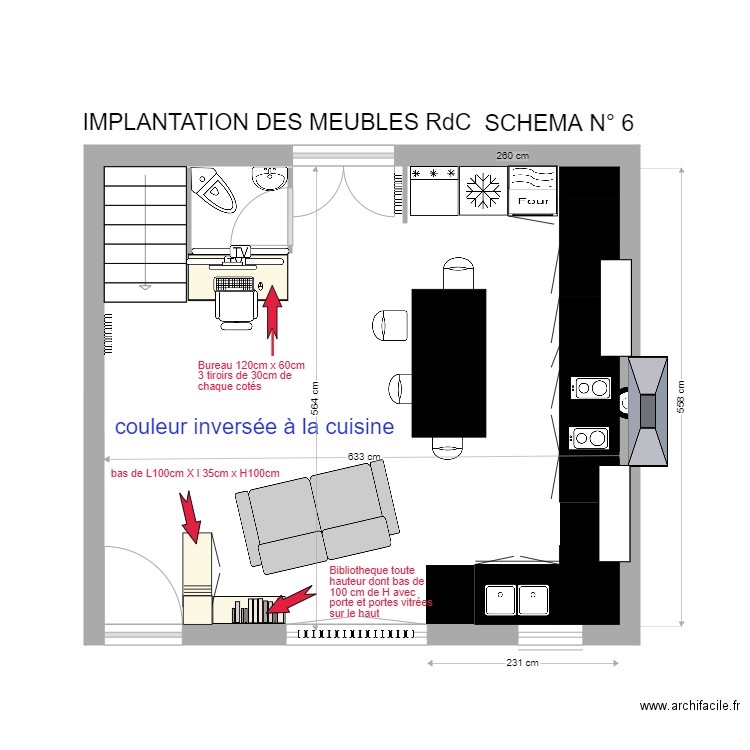 implantation rdc. Plan de 1 pièce et 35 m2