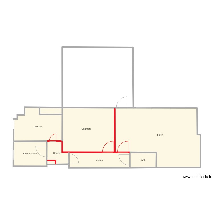 PIGNE DEMOLITION CLOISONS. Plan de 8 pièces et 59 m2