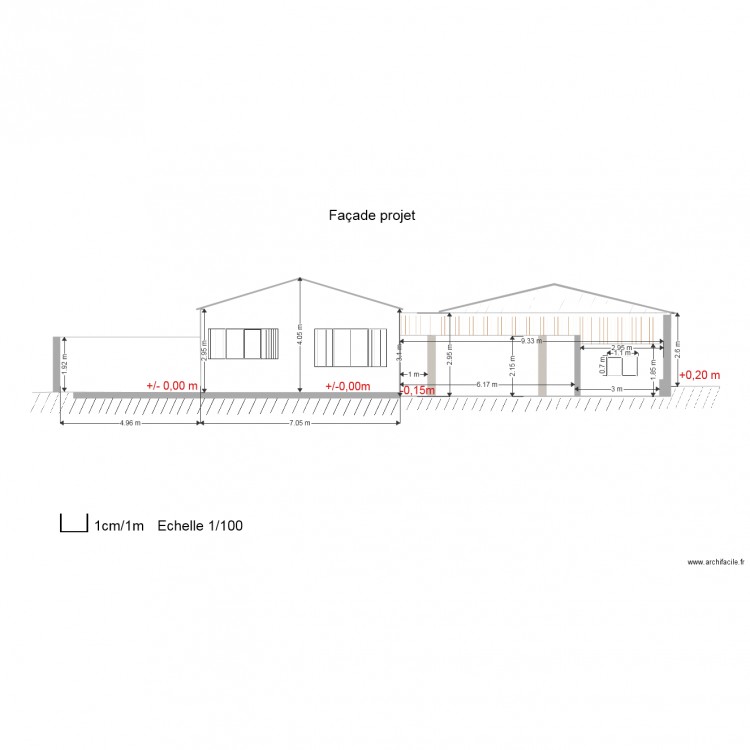 Façade projet. Plan de 0 pièce et 0 m2