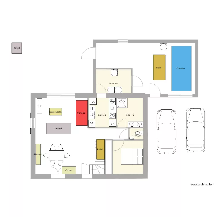 Sach&eacute; 1 cuisine ferm&eacute;e. Plan de 