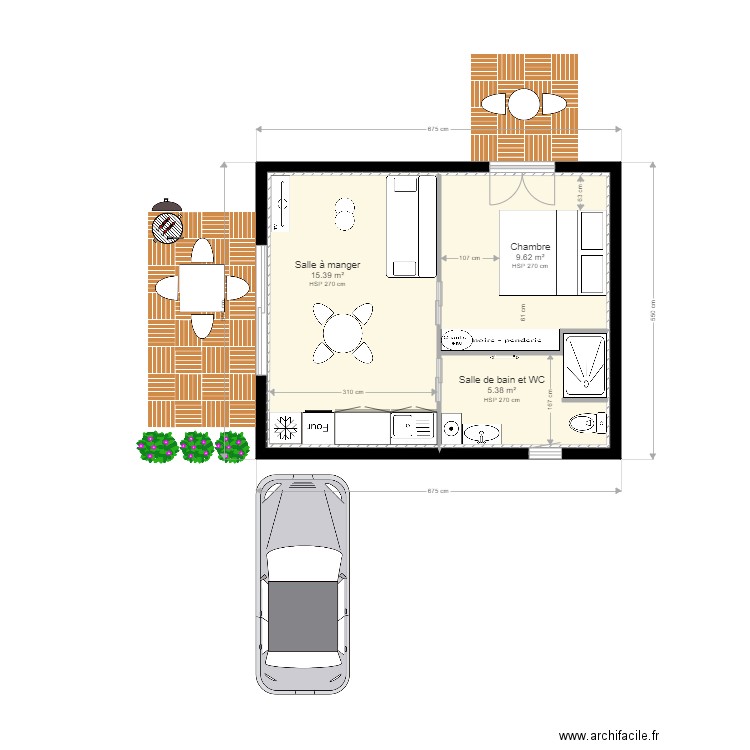 Plan haber. Plan de 4 pièces et 30 m2