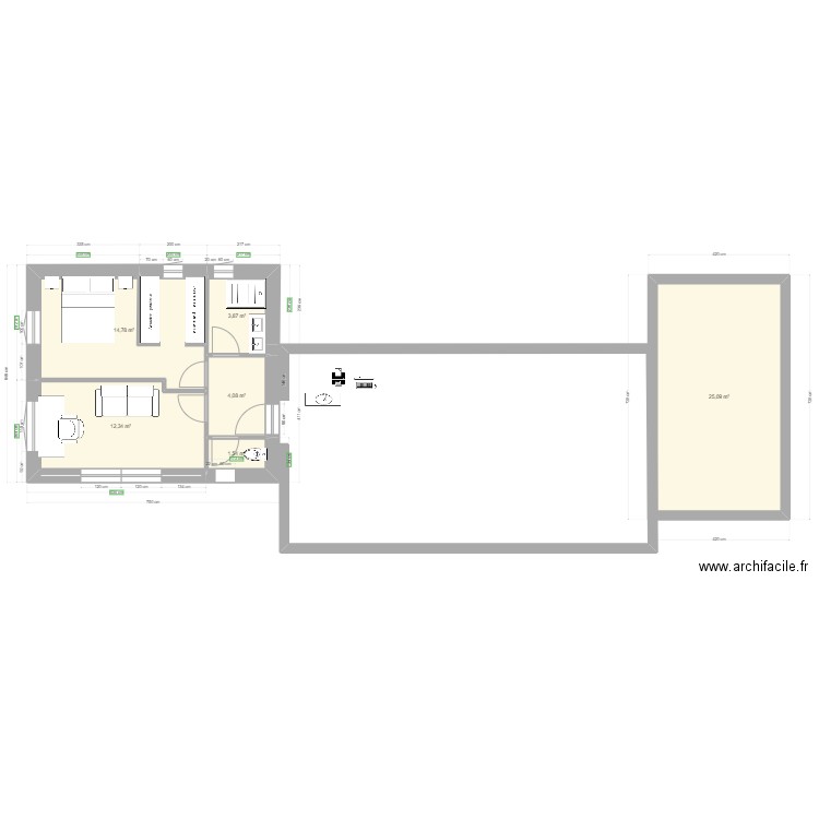 Extension 2. Plan de 0 pièce et 0 m2