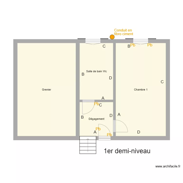 Croquis LIENHARD  demi niveau. Plan de 