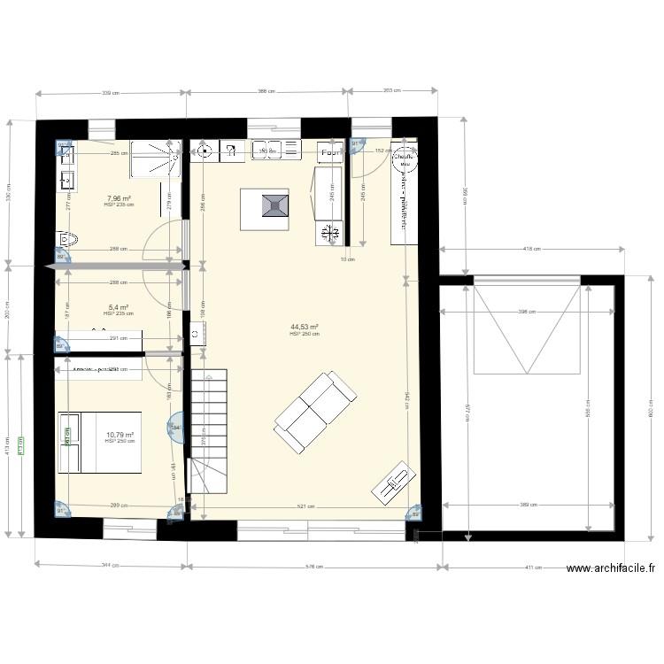 plan maison 2. Plan de 4 pièces et 69 m2