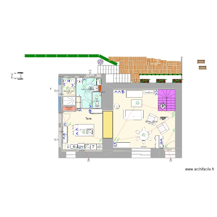 RDC_17-01-2023. Plan de 17 pièces et 59 m2