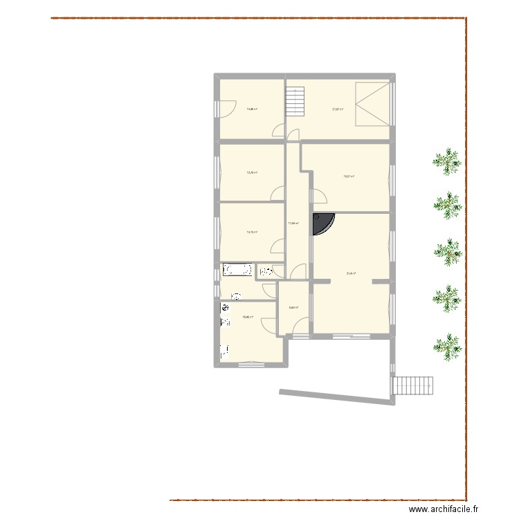 Maison Chateau. Plan de 9 pièces et 147 m2