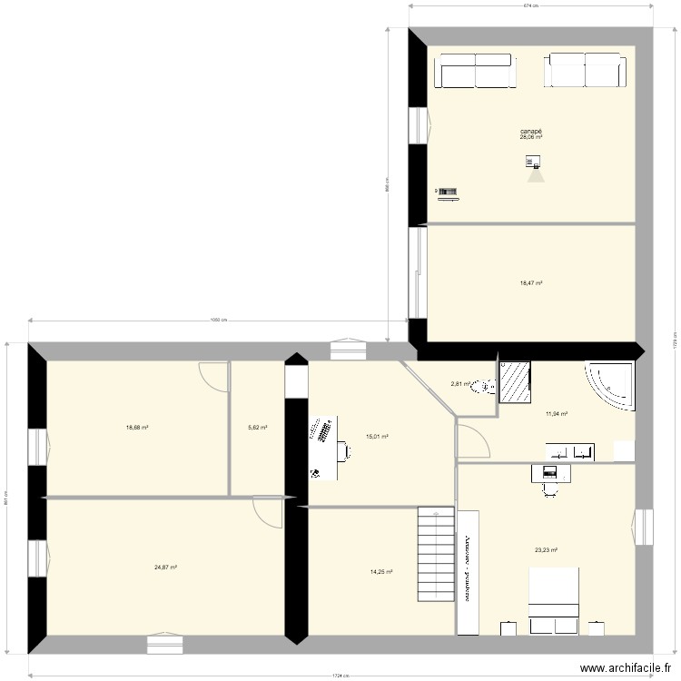 Etage Marigny - V.2023-06-12. Plan de 10 pièces et 163 m2
